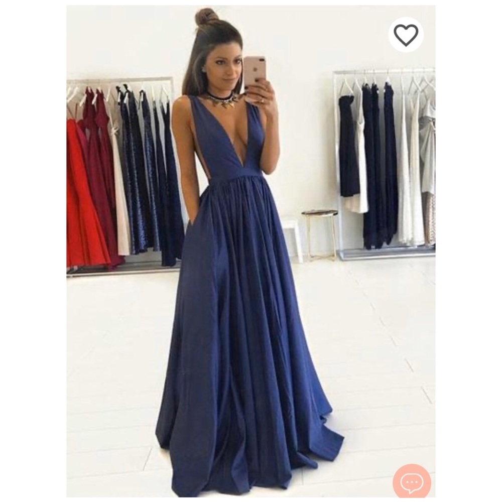 A-Line/princess Evening Dress in baby blue - Picture 1 of 6